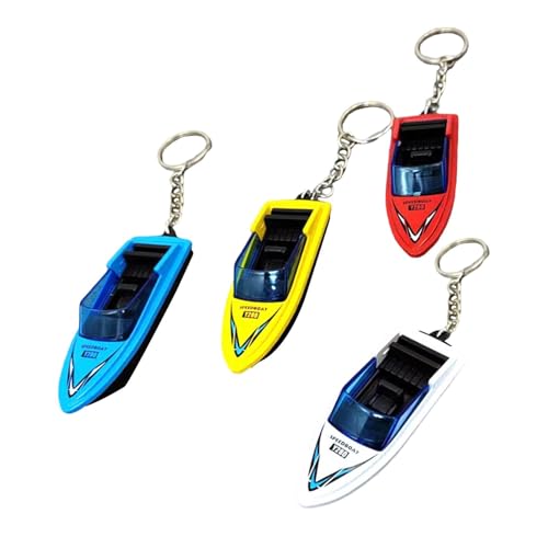 Oshhni 4X Mini-Motorboot-Modell, Desktop-Boot-Ornament, Heimdekoration, Sammlung, Mikro-Landschaftsdekoration für Kinder im Alter von 3–12 +, Geschenke, mit Schlüsselanhänger von Oshhni