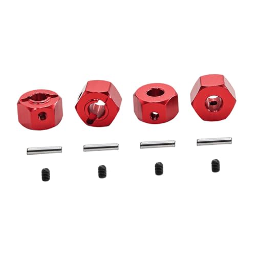 Oshhni 4pcs Aluminiumlegierung 1:10 Hex Rad Hubs Accessoire DIY Accessoire Ersetzen Sie Teile für 1/10 RC -Auto RC -Autofahrzeuge Auto -LKW, Rot von Oshhni