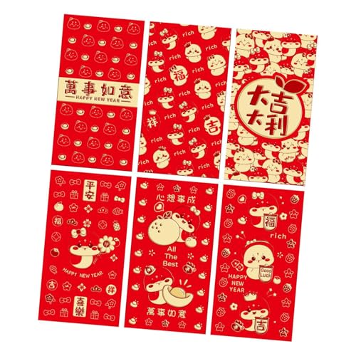 Oshhni 6 Stücke Chinesische Neue Jahr Rote Umschläge 2025 Schlange Jahr Geschenk Taschen Hongbao Geld Rot Paket, Style C von Oshhni