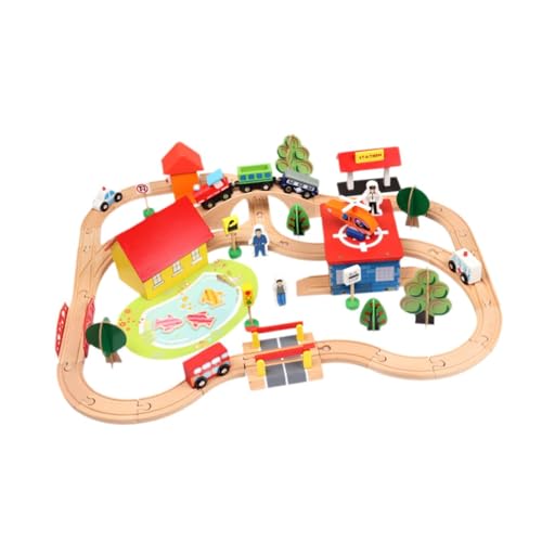 70x Holz Eisenbahn Track Spielset Pädagogisches Spielzeug für Kinder Jungen Mädchen Geschenke von Oshhni