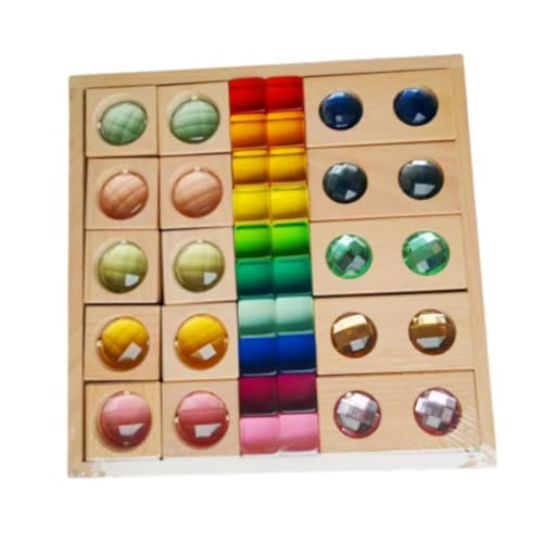 Oshhni Acryl Holz Blöcke Set Gebäude Würfel Regenbogen Stacker Stapeln Spielzeug für Kinder von Oshhni