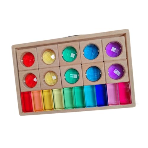 Oshhni Acryl-Holzklötze-Set, Stapelspielzeug, Montessori-Spielzeug, Regenbogen-Stapelspiel für Jungen und Mädchen, 2 Arten Blöcke von Oshhni