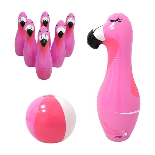 Oshhni Aufblasbares Bowling-Set mit Ball, Indoor-Outdoor-Spiele, Bowling-Spiele-Set, für Veranstaltungen, Flamingo Oshhni Aufblasbares Bowling-Set mit Ball, Indoor-Outdoor-Spiele, Bowling-Spiele-Set, für Veranstaltungen, Flamingo von Oshhni