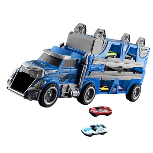 Oshhni Autotransporter-LKW-Spielzeugset, Schlepper-LKW-Spielzeug, Sammlerstück, Faltbare, katapultierende Rennstrecke für Kinder ab 3 Jahren, Blau von Oshhni