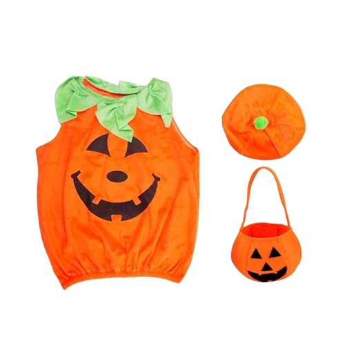 Oshhni Baby-Halloween-Kürbis-Kostüm, leicht, süß, mit Hut für Requisiten, Kostüm, mit Tasche von Oshhni