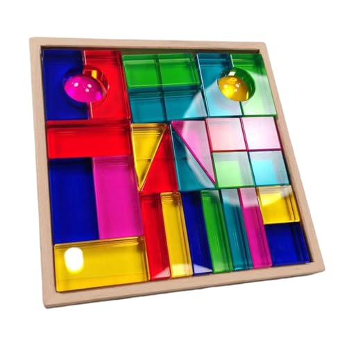 Oshhni Bausteine Regenbogen Acryl Edelstein Würfel Glatt Montessori Spielzeug Stapelspiel Regenbogen Bausteine Set für Kinder von Oshhni