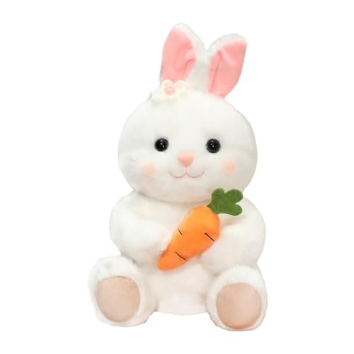 Oshhni Bunny Plüsch mit Karotten gefülltes Spielzeug weiche huggierbare kuschelige Bunny -Stofftier süß für Körbe Füllungsgeschenk für Kinder Mädchen, Weiß von Oshhni