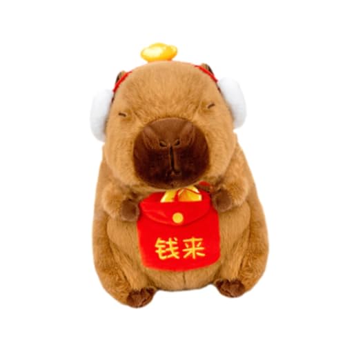 Oshhni Capybara Gefüllte Plüsch Spielzeug Hause Ornament Bequeme Neujahr Dekor Stofftier für Schlafzimmer Zimmer Dekor Kinder, Hong Bao von Oshhni