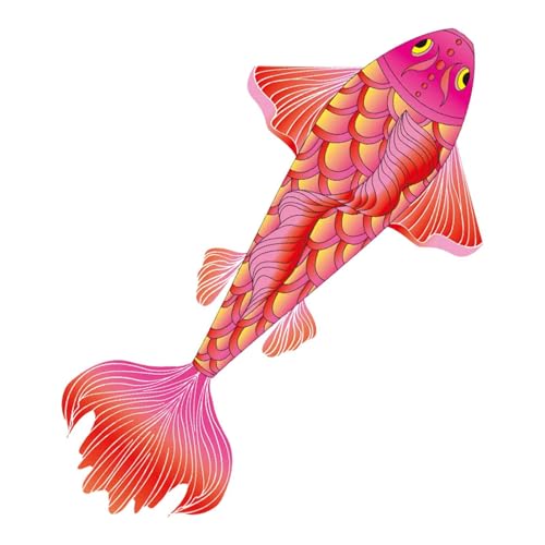 Oshhni Cartoon Koi Kite Kites tragbare Easy Assembly Childhood Beach Kites Karpfen Kites für Erwachsene für Rasenreisegarten, Rot von Oshhni