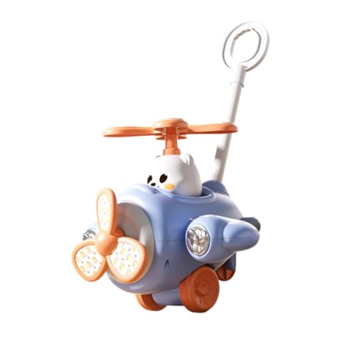 Oshhni Cartoon Spielzeug Trolley Hand Push Spielzeug Infant Push Kleinkinder Lernen Kinderwagen für Kleinkinder, Blau von Oshhni