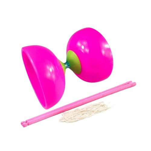 Oshhni Chinesisches Diabolo-Set, Dreifachlager-Diabolo-Fitness mit Diabolo-Stick, Diabolo-Schnur, chinesisches Diabolo-Set für Anfänger, Rosa von Oshhni