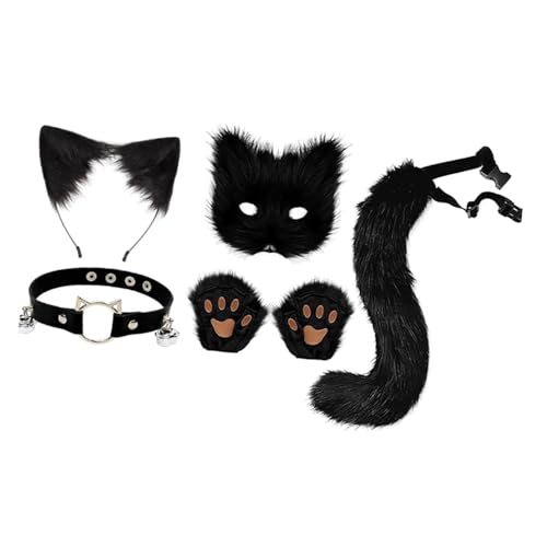 Oshhni Cosplay-Kostüm-Set, Stirnband, Halloween-Zubehör für Rollenspiele, Partygeschenke, Schwarz von Oshhni