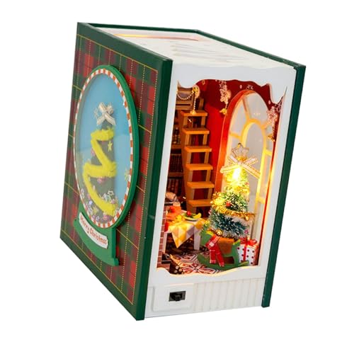 Oshhni DIY-Buch-Booknook-Kit, handgefertigtes kleines Hausspielzeug, Miniatur-Puppenhaus-Kits, Mini-Hausbausätze für Erwachsene von Oshhni