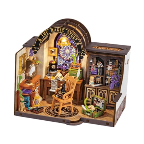 Oshhni DIY Miniatur-Puppenhaus-Bausätze, Miniatur-Möbelbausatz, kreativ mit Zubehör, Modellbausätze, 3D-Puzzle für Erwachsene, Buchhaus von Oshhni