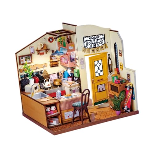 Oshhni DIY Miniatur-Puppenhaus-Bausätze, Miniatur-Möbelbausatz, kreativ mit Zubehör, Modellbausätze, 3D-Puzzle für Erwachsene, Küche von Oshhni