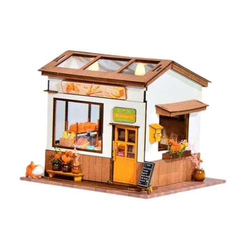 Oshhni DIY Puppenhäuser Miniatur-Bausätze 3D Holzpuzzle Handgefertigtes kleines Haus Spielzeug Lernspielzeug für Jungen Mädchen Erwachsene von Oshhni