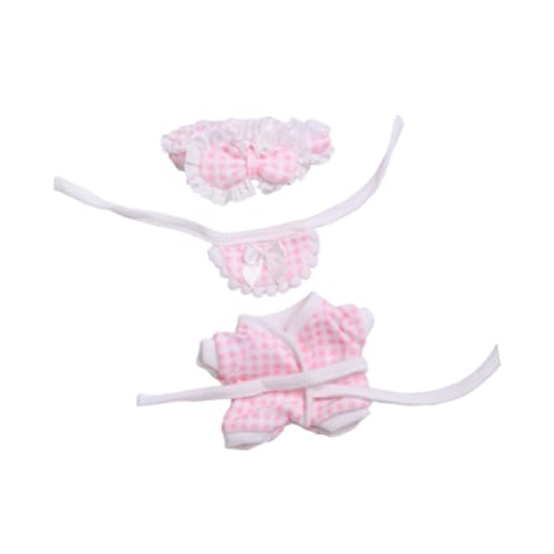 Oshhni DREI Teile Puppen Pyjama Und Lätzchen Stirnband für 17 cm Große Puppen, Geschenkideen, Rosa von Oshhni