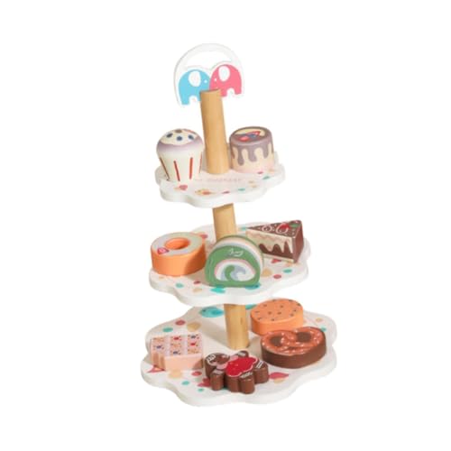 Oshhni Dessert Stand Spielset Rollenspiel Teeparty Set Holzkuchen Spielzeug für 3 4 5 Jahre alt von Oshhni