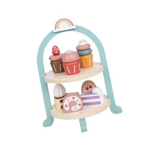 Oshhni Desserts-Lebensmittelspielzeug mit Ständer, Rollenspiel-Teeparty-Set für Kinder, Dessert-Nachmittagsteeparty, Cupcake-Spielset für kleine Mädchen von Oshhni