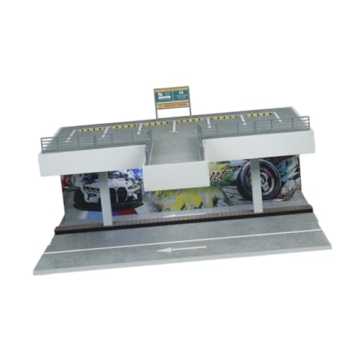 Oshhni Doppelschichtiges -Parkplatzmodell, Vitrine im Maßstab 1/64, Parkplatz-Kulisse, Hintergrund-Szenenmodell für Sportwagen-Geschenke von Oshhni