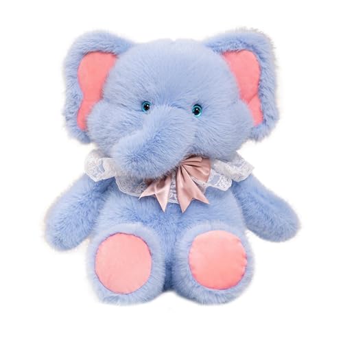 Oshhni Elefant Plüsch Spielzeug Elefant Stofftier Cartoon Elefant Puppe für Schlafzimmer Wohnzimmer, Blaues Lätzchen von Oshhni