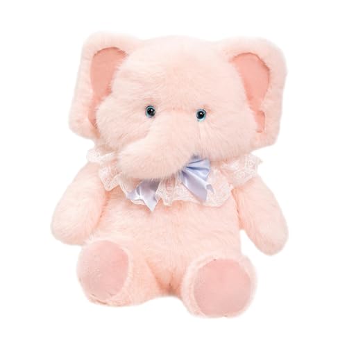 Oshhni Elefant Plüsch Spielzeug Elefant Stofftier Cartoon Elefant Puppe für Schlafzimmer Wohnzimmer, Rosa Lätzchen von Oshhni