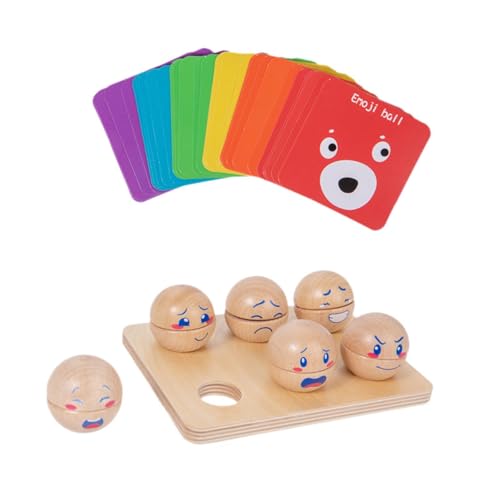 Oshhni Emotion Expression Ball Interaktive Bausteine Kinder Holz Pädagogisches Spielzeug Frühe Bildung Puzzle Spielzeug von Oshhni