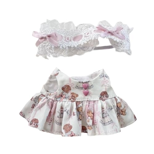 Oshhni Gefüllte Puppenkleidung, Kostümzubehör, Puppenkleid und Haar-Accessoires für 17 cm 15 cm große Puppen, Rosa von Oshhni