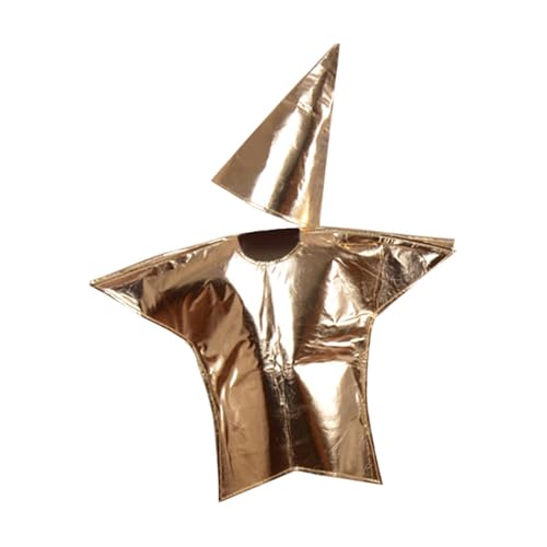 Oshhni Goldenes sternförmiges Kostüm mit Mützen-Outfit für Weihnachten, Karneval, Rollenspiel, Geburtstag, Hat Split Kids L von Oshhni