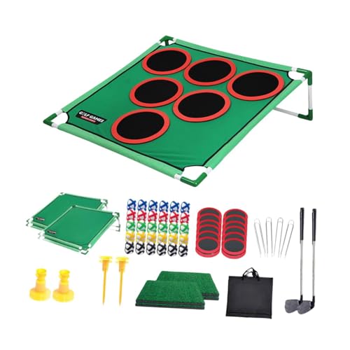 Oshhni Golf Pong Set für Kinder mit Putter und Trainingsmatte für drinnen und draußen, Doppelregal von Oshhni