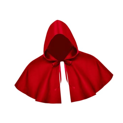 Oshhni Halloween Capes Cosplay Gothic Mittelalter Capes mit Kapuze Hut zum Anziehen, Rot von Oshhni