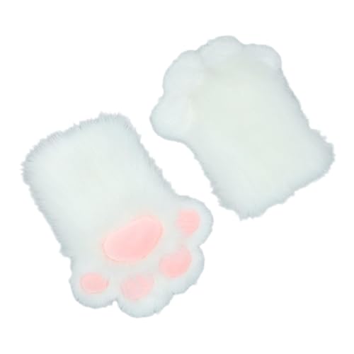 Oshhni Handschuhe mit Katzenpfoten, leicht, weich, gefüllt, für Partyzubehör, Nachtclub-Verkleidung, Rosa Pads Weiß von Oshhni