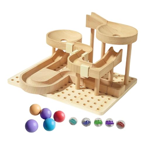 Oshhni Hölzerne Murmelbahn-Blöcke, Marmorbahn-Labyrinthspiel, Lernspielzeug, Holzbausteine-Spielzeug für Kinder im Alter von 4–8 Jahren, Trackball von Oshhni