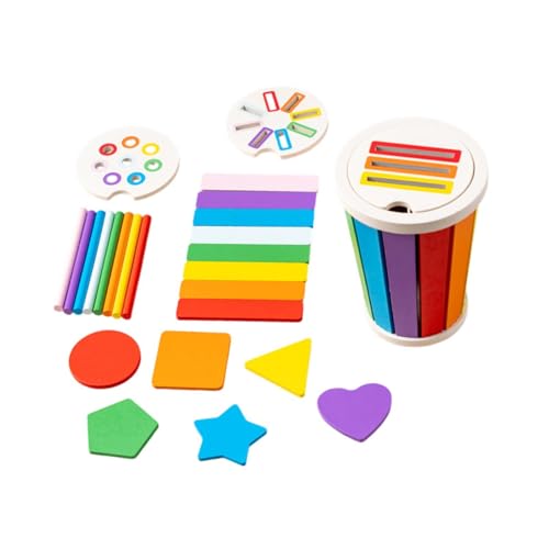 Oshhni Hölzernes Regenbogen-Stapelspielzeug-Set, Nesting-Puzzle, frühe Entwicklung, pädagogisches Spielzeug, Stapelspiel für Jungen und Mädchen, Regenbogenfarbe von Oshhni