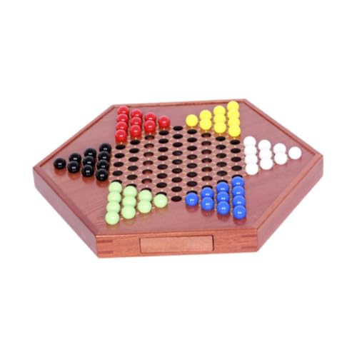 Oshhni Hölzernes chinesisches Damespiel, klassisch, Spaß mit Schublade mit 60 Murmeln, Familienbrettspiele, Strategiespiel für Familie, Kinder und Erwachsene, XL von Oshhni