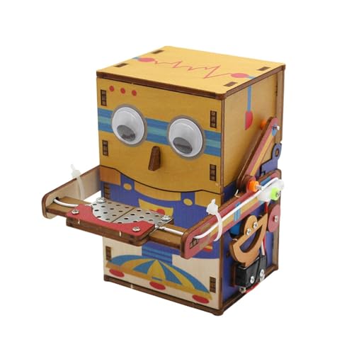 Oshhni Holz-Experimentierset, 3D-Puzzle, Bauroboter, Sparkasse für Kinder und Erwachsene, lustiges Lernspielzeug, DIY-Projekte, Bunt von Oshhni