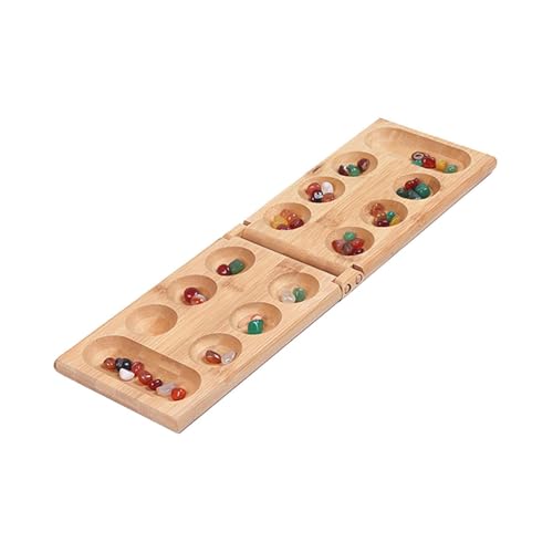 Oshhni Holz Faltbare Mancala Brettspiel Familie Spiele Multi Farbe Perlen für Erwachsene von Oshhni