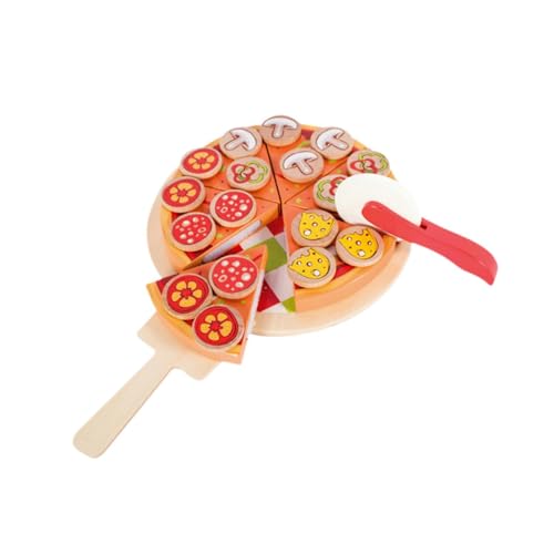 Oshhni Holz-Pizza-Spielzeug, Schneiden von Lebensmitteln, Spielspielzeug, Lernspielzeug, pädagogisches Rollenspiel, Küchenzubehör für Kinder, Kindergeschenke von Oshhni