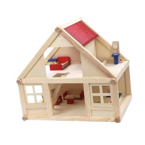 Oshhni Holz Pretend Play Haus Miniatur Szene 2 Etagen Möbel und Zubehör Frühen Bildung Spielhaus für Kinder Kinder von Oshhni