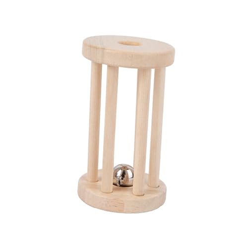 Oshhni Holz Rolling Bell Baby Spielzeug Montessori Rassel Rollen Säugling Roller Spielzeug mit Glocke, B von Oshhni