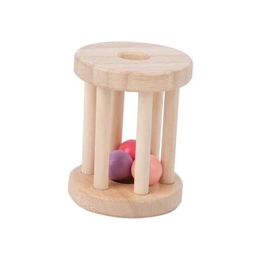 Oshhni Holz Rolling Bell Baby Spielzeug Montessori Rassel Rollen Säugling Roller Spielzeug mit Glocke, D von Oshhni