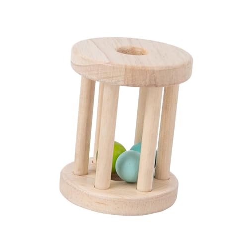 Oshhni Holz Rolling Bell Baby Spielzeug Montessori Rassel Rollen Säugling Roller Spielzeug mit Glocke, E von Oshhni