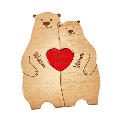 Oshhni Holzbärenfamilienkunst Puzzle Puzzle Skulpturen Geschenk niedliche DIY Familie von Holzdekor für Mama und Papa Hauswarming, 2 Bären von Oshhni