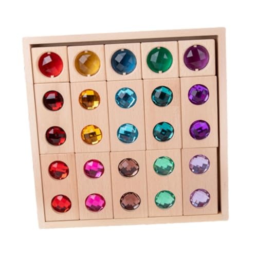 Oshhni Holzbaustein-Set für Kinder, Montessori-Stapelspielzeug, Lernen Sie Farben, Regenbogen-Acryl-Würfel, Bausteine für 3–6 Kleinkinder, Geschenk, Stil D von Oshhni