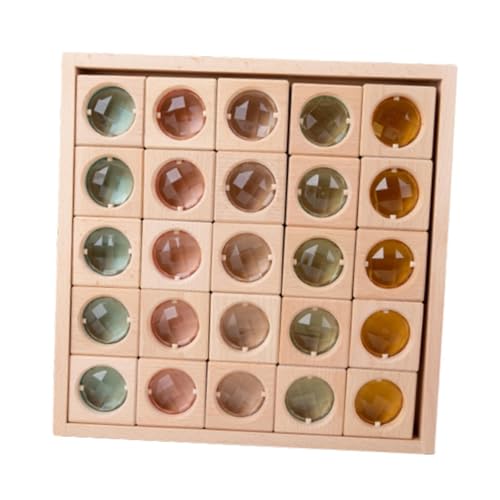 Oshhni Holzbaustein-Set für Kinder, Montessori-Stapelspielzeug, Lernen Sie Farben, Regenbogen-Acryl-Würfel, Bausteine für 3–6 Kleinkinder, Geschenk, Stil E von Oshhni