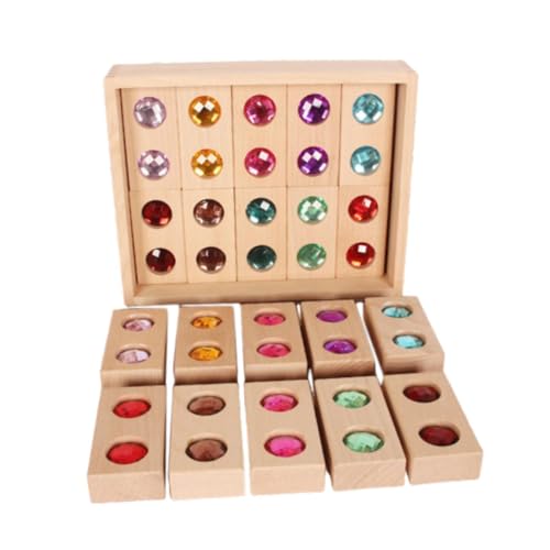 Oshhni Holzbaustein-Set für Kinder, Montessori-Stapelspielzeug, Lernen Sie Farben, Regenbogen-Acryl-Würfel, Bausteine für 3–6 Kleinkinder, Geschenk, Stil F von Oshhni