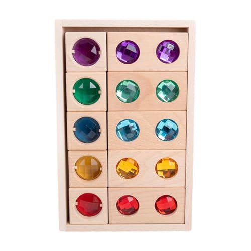 Oshhni Holzbaustein-Set für Kinder, Montessori-Stapelspielzeug, Lernen Sie Farben, Regenbogen-Acryl-Würfel, Bausteine für 3–6 Kleinkinder, Geschenk, Stil b von Oshhni