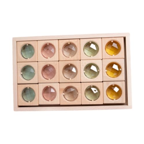 Oshhni Holzbaustein-Set für Kinder, Montessori-Stapelspielzeug, Lernen Sie Farben, Regenbogen-Acryl-Würfel, Bausteine für 3–6 Kleinkinder, Geschenk, Stil c von Oshhni