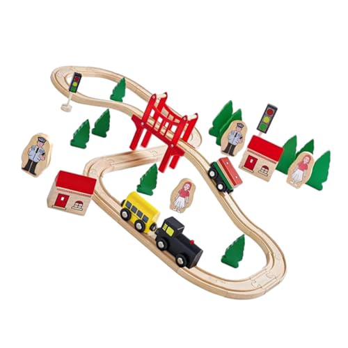 Oshhni Holzeisenbahn-Spielset, Eisenbahn-Spielzeugset, Motorikspielzeug, Reisespielzeug, Vorschul-Lernspielzeug, Kinder, Jungen, Mädchen, Geschenke, 39 StÜcke von Oshhni