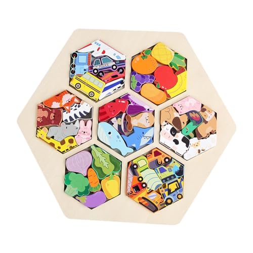 Oshhni Holzpuzzle, Vorschullern, Multifunktional Cartoon tragbare Bildungsaktivität für das Geschenk von 1 bis 3 Jahre, 7 in 1 von Oshhni